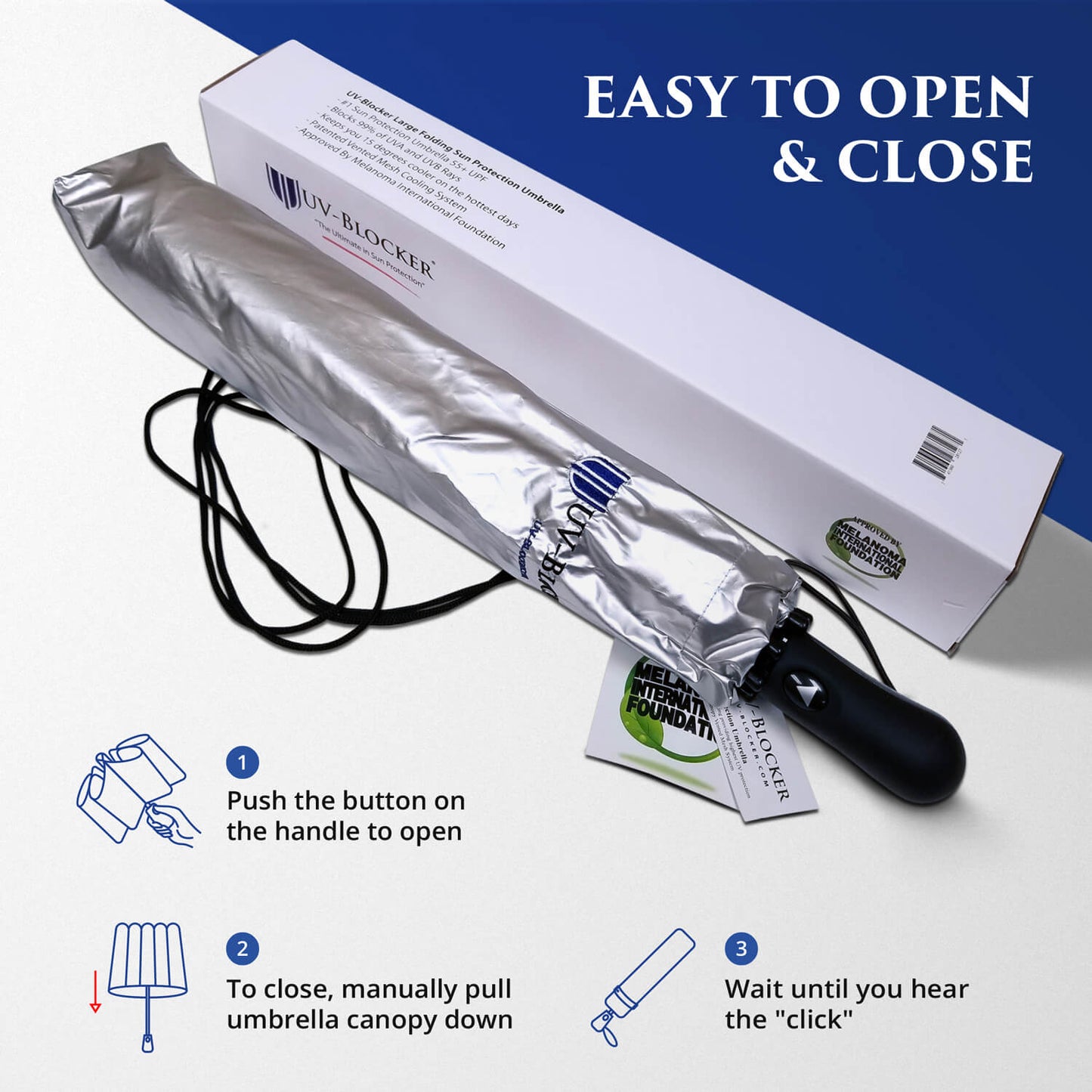 UV-Blocker Large Folding Sun Umbrella is Easy to Open and Close