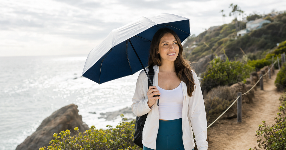 UV-Blocker compact personal sun umbrella in use outdoors — Can You Get Sunburn on a Cloudy Day? The 80% UV Myth Most People Get Wrong