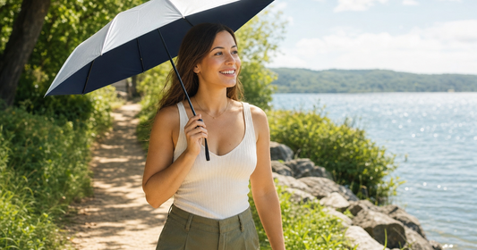 UV-Blocker compact personal sun umbrella in use outdoors — The Best Sunscreen Alternative (Honest Guide for 2026)