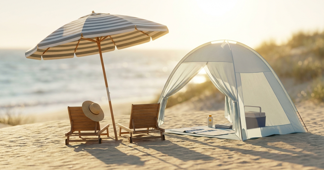 Beach umbrella vs beach tent shade comparison