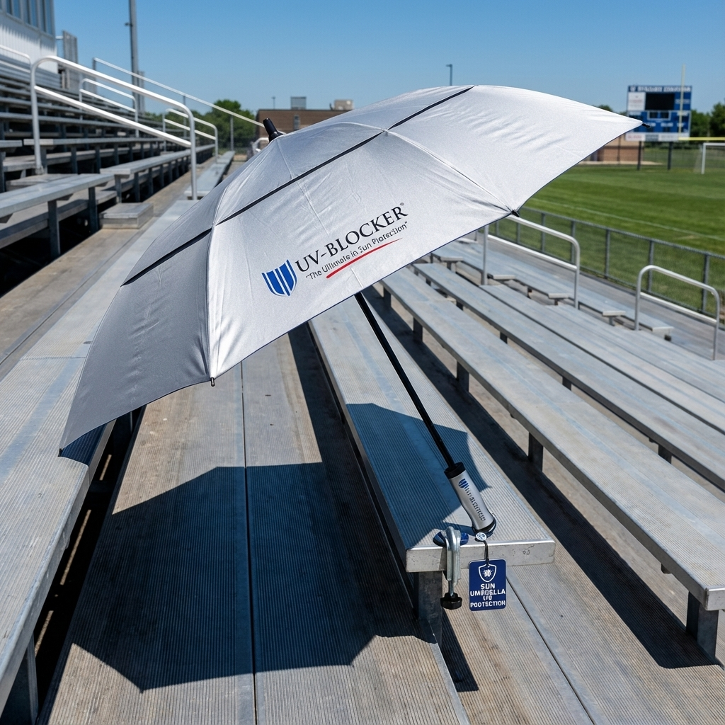 Why a Chair Umbrella is the Best Bleacher Umbrella (When You Choose the Right Clamp)