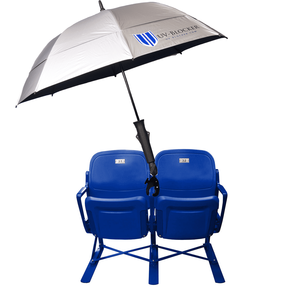 Stadium seat umbrella holder