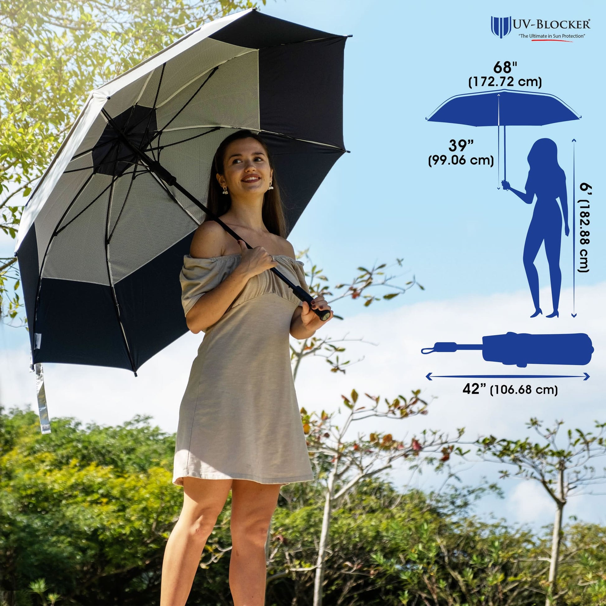 UV-Blocker 68 Inch Golf Sun Umbrella Dimension