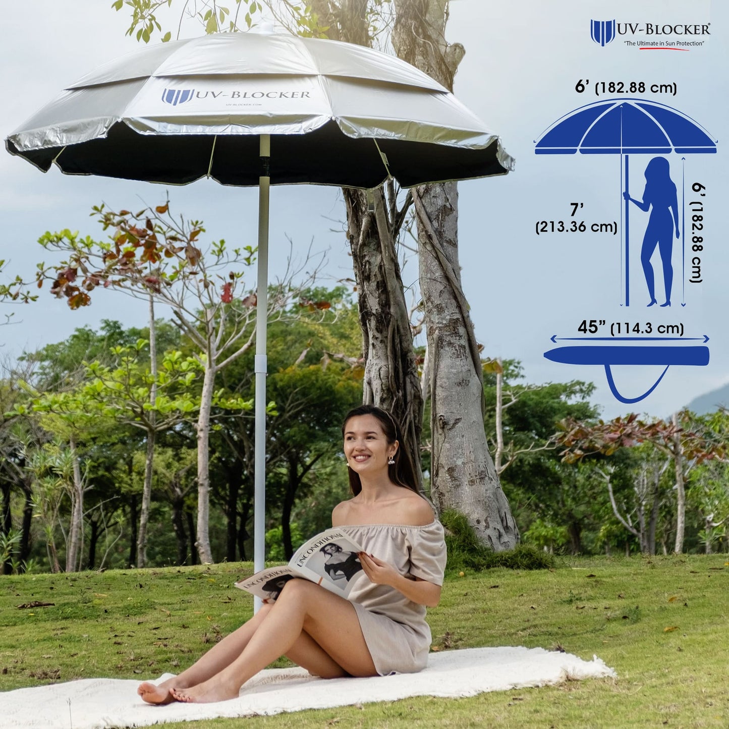 UV-Blocker 6 FT Personal Beach Sun Umbrella Dimension