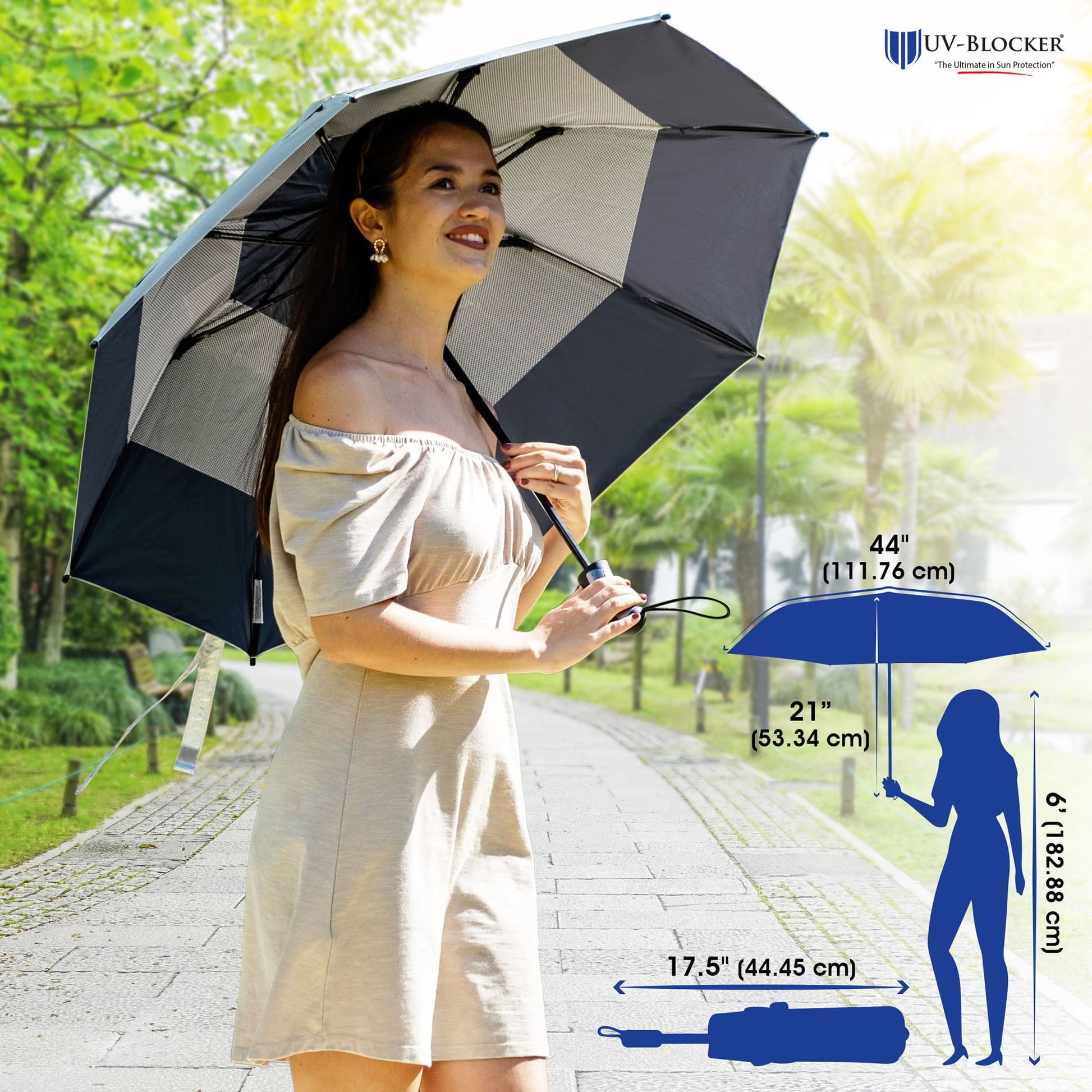 Sun Umbrella UV-Blocker UV Protection 44 Inch Travel Umbrella
